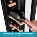 Vinera Empotrable 7 Botellas con Estantes de Madera. Enfriador de Vino con Doble Zona de Temperatura Panel Touch 5-22°C. Color Negro