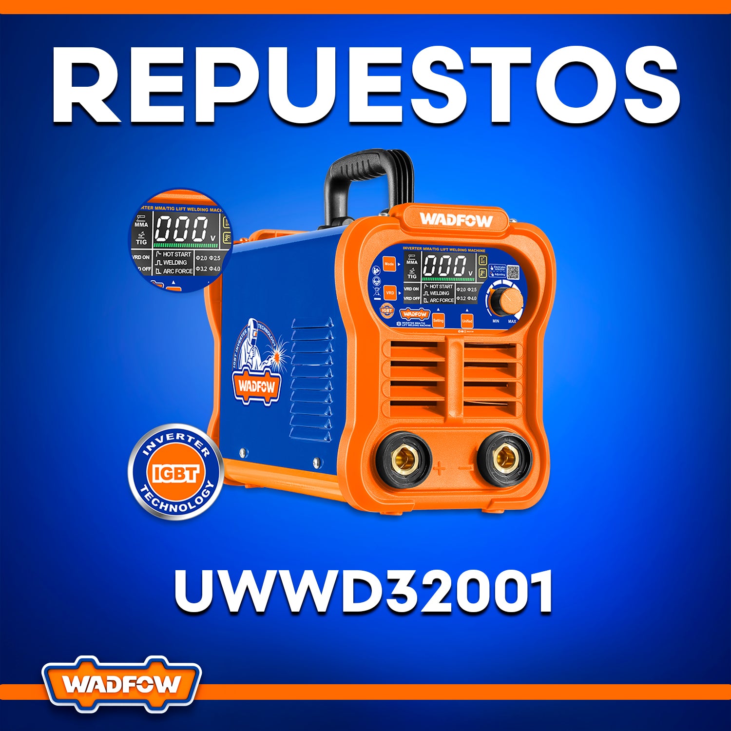 Repuestos de Máquina de Soldar Inverter Heavy Duty. 200A. TIG.VRD. UWWD32001