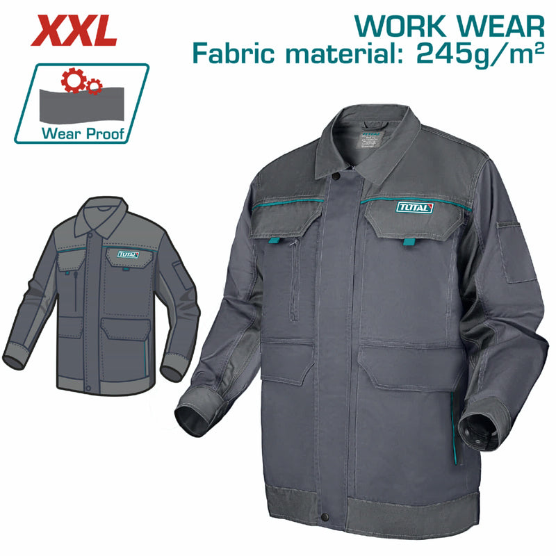 Camisa de Trabajo con material reflectante y bolsillos. Talla XXL Color Gris manga larga