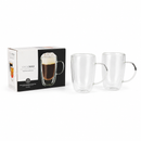 Tazas de Vidrio Doble Pared para Capuchino y Café 14.9 Oz (440ml). Coffee Mugs Transparente con Asa para Té y Bebidas (Set de 2)