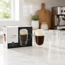 Tazas de Vidrio Doble Pared para Capuchino y Café 14.9 Oz (440ml). Coffee Mugs Transparente con Asa para Té y Bebidas (Set de 2)
