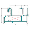 Marco Liviano Perimetral 2 Carriles 70 Mm Con Riel Mosquitero. Espesor 1.2 Mm. Largo 5.85 Mts.