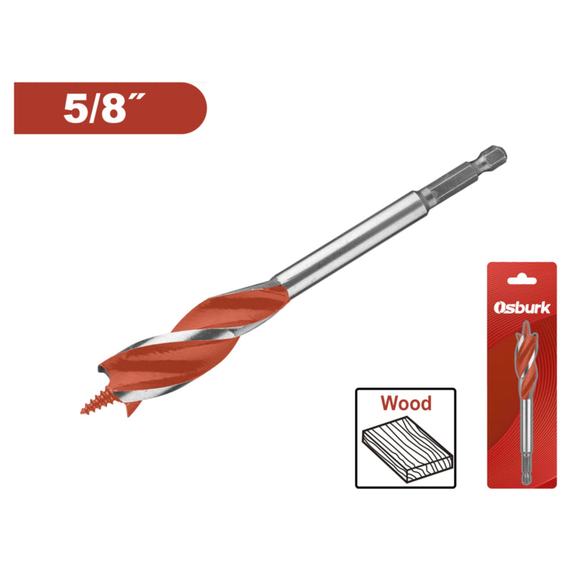 Broca Espiral con Punta para Madera 5/8" Acero al carbono
