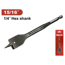 Broca plana para madera 15/16" Vástago alta resistencia. Manita para taladro.