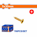 Tornillos para aglomerado 5x30mm. Pozidrive. Cabeza avellanada doble. Amarillo. Paq. de 700 piezas.
