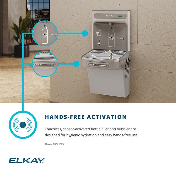 Fuente de agua sin contacto, con sensor de llenado de botella y activación manos libres. Elkay