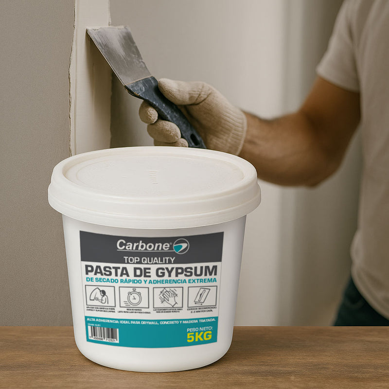 Pasta para gypsum drywall 5kg / 11 lbs secado rapido, adherencia extrema Marca Carbone