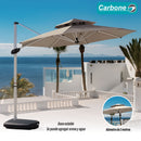 Sombrilla de patio 3m con Base Pesada para llenar de agua. Paraguas para jardin exteriores voladizo con doble capa superior. Color crema.