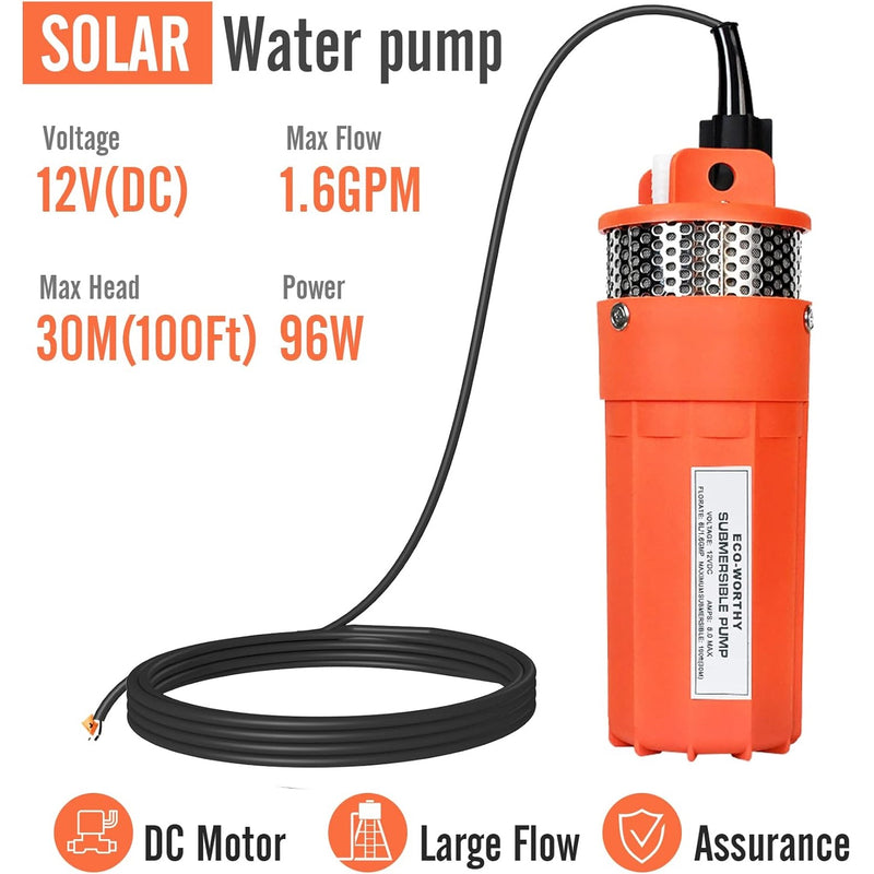 Bomba de agua sumergible de carga solar de 100W/12V, Set de 4 piezas