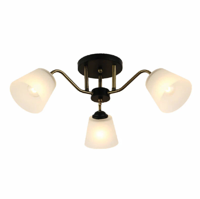 Lámpara de Techo Negra 3XE27 Metal y Vidrio 580x230mm Versátil Moderna.