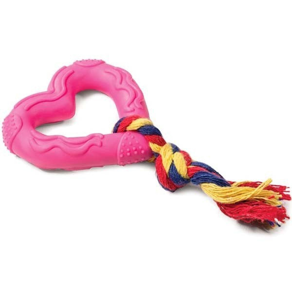 Juguete para Perro masticable y resistente de caucho. Color Rosado.