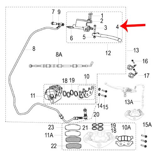 Palanca de freno trasero (ZAFFERANO250)