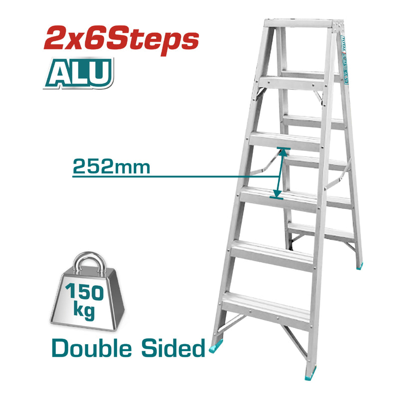 Escalera de tijera aluminio 6 pasos 1,5mts