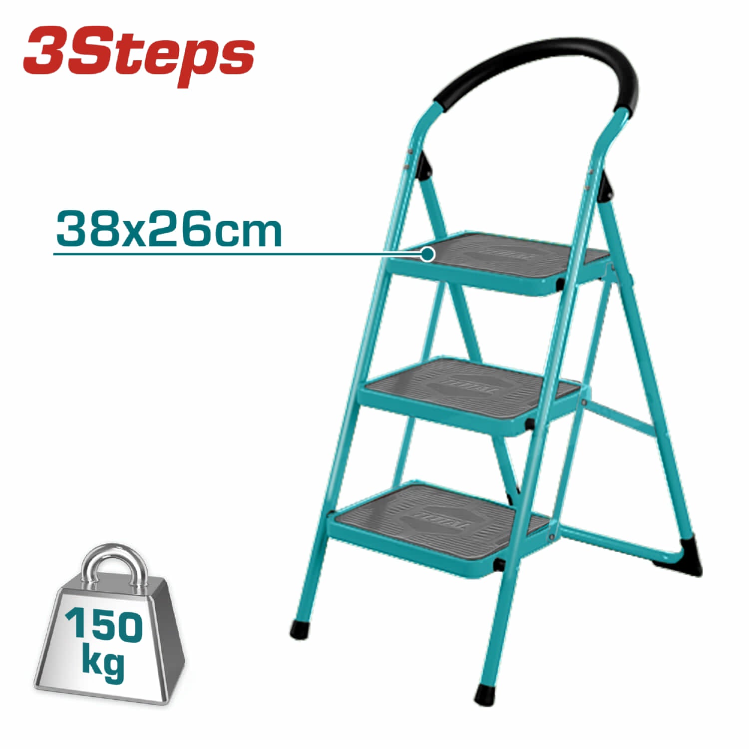 Escalera de 3 peldaños metálica  TOTAL TOOLS
