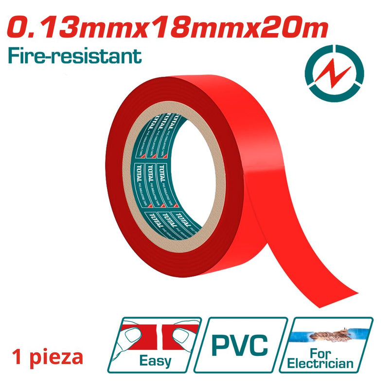 Gutapercha tape eléctrico Rojo. 0.13mm 18 mm x 20m. Resistente al fuego. (1 pza)