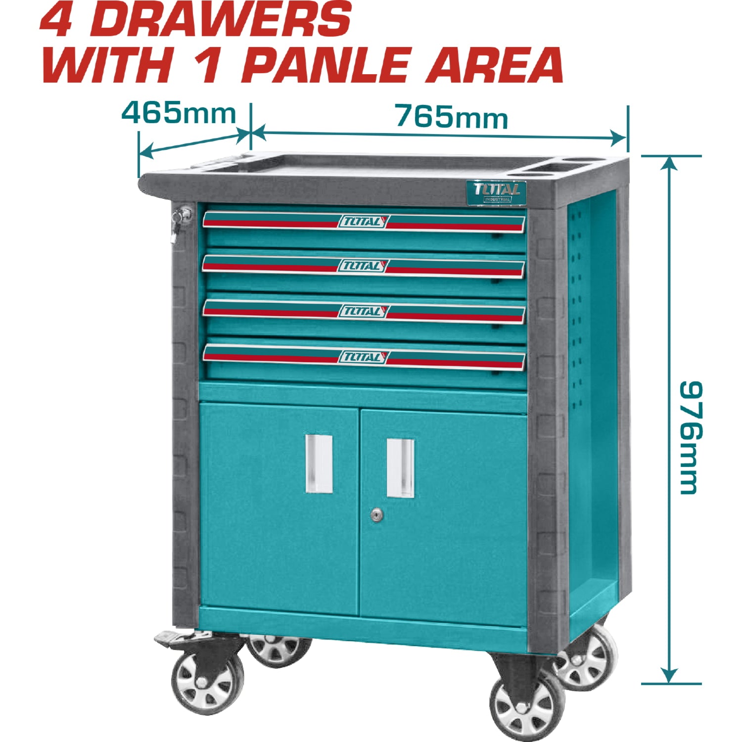 Caja herramientas gabinete con ruedas 4 gavetas+gavinete carrito servicio mecánico( VACIO)