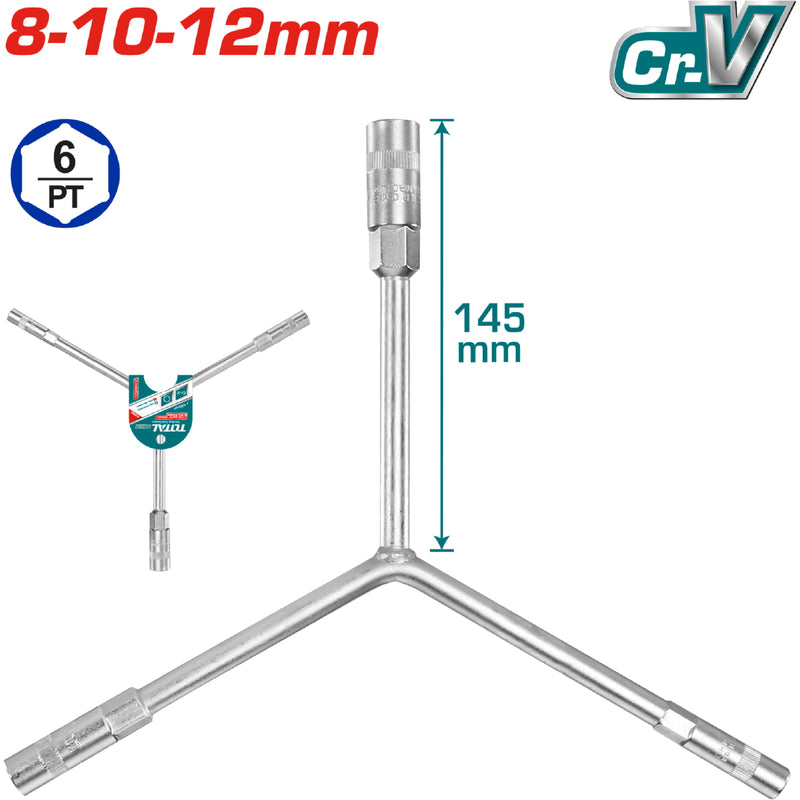 Llave Y Para Dados de llantas, 8-10-12MM