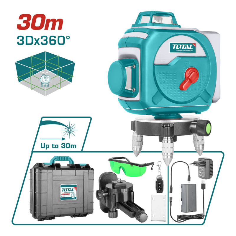 Kit Nivel Láser Autonivelante (Láser Verde). Rango de Trabajo: 0-30 m. Tres Planos 360° 3D