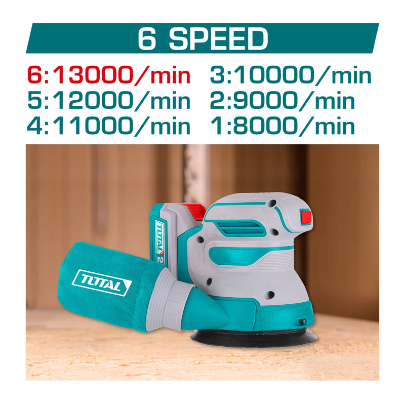 Lijadora Orbital de 5" (125mm) Litio de Batería de 20 V Incluye hojas de Lija.  No incluye Batería ni Cargador.