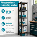 Estantería Metálica de 5 Repisas Ajustables (180x40x40cm) Estante Organizador de Acero con Capacidad de 90Kg por Nivel.