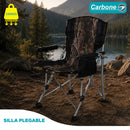 Silla Plegable Reforzada Camuflaje con Portaobjetos y Respaldo Acolchado Tela Oxford Ergonómica 60x55x92cm