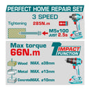 Super Combo Total 20V Taladro Impacto 66Nm  y Destornillador Impacto  285Nm20V Inalámbricas Poderosas Y Potentes Con Batería Y Cargador. COMBOS POCAS UNIDADES