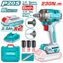 Taladro Inalámbrico 1/2" y Llave de Impacto 1/4"  de dados y puntas hexagonales 2 en 1 20V TOTAL 230Nm. 2600 rpm 2900 bpm. Incluye batería y cargador.