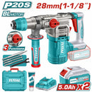 Taladro Rotomartillo 20V 930rpm. 4400 bpm. Perfora 28mm en concreto. Incluye batería y cargador. Super Total