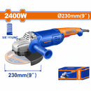 Esmeriladora Angular 9" 2400W. 110-120V ~ 50/60Hz. 6400rpm. No incluye disco. Esmeril Flexible.