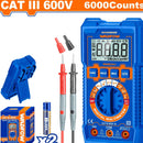 Multímetro Digital 6000 dígitos. CATIII 600V. Medición de temperatura. Rango automático.