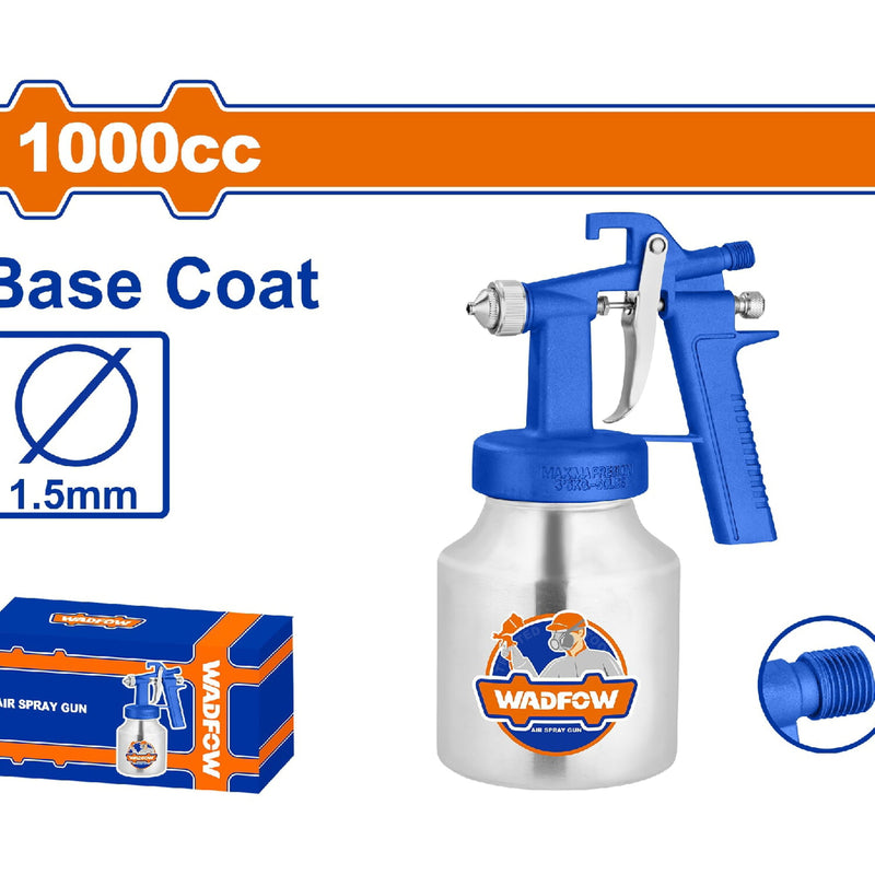 Pistola spray para Pintar 1000cc. Boquilla: 1.5mm. Ideal capa base. Presión: 2-3 bar. De aire para compresor
