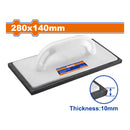 Llana de Goma Fina 280x140mm. Espesor de la goma: 10mm.Para paredes y losas de cemento. Paleta esponja