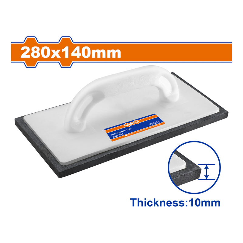 Llana de Goma Fina 280x140mm. Espesor de la goma: 10mm.Para paredes y losas de cemento. Paleta esponja