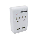 Adaptador Tomacorriente Tee 2 Entradas 2 Puertos USB Surtek