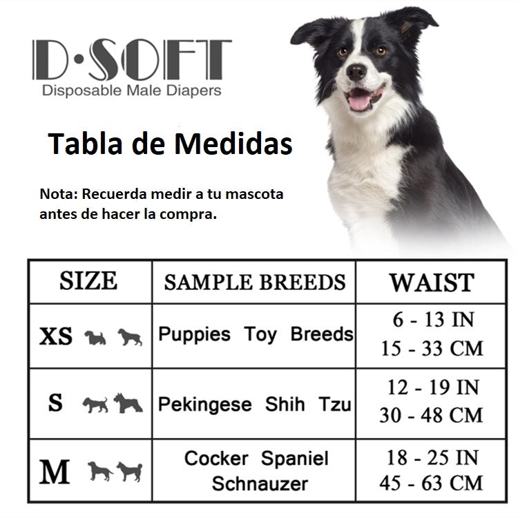 Pañales desechables para mascotas super absorbente. Tamaño Mediano