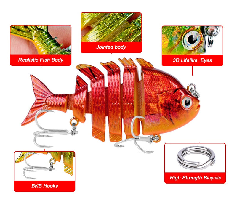 Señuelo Pez 6 secciones 8cm Color rojo