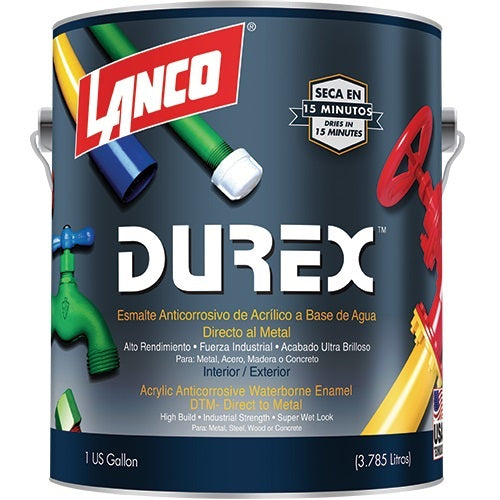 Pintura anticorrosiva brillante color negro, 1 Galón. Durex Lanco
