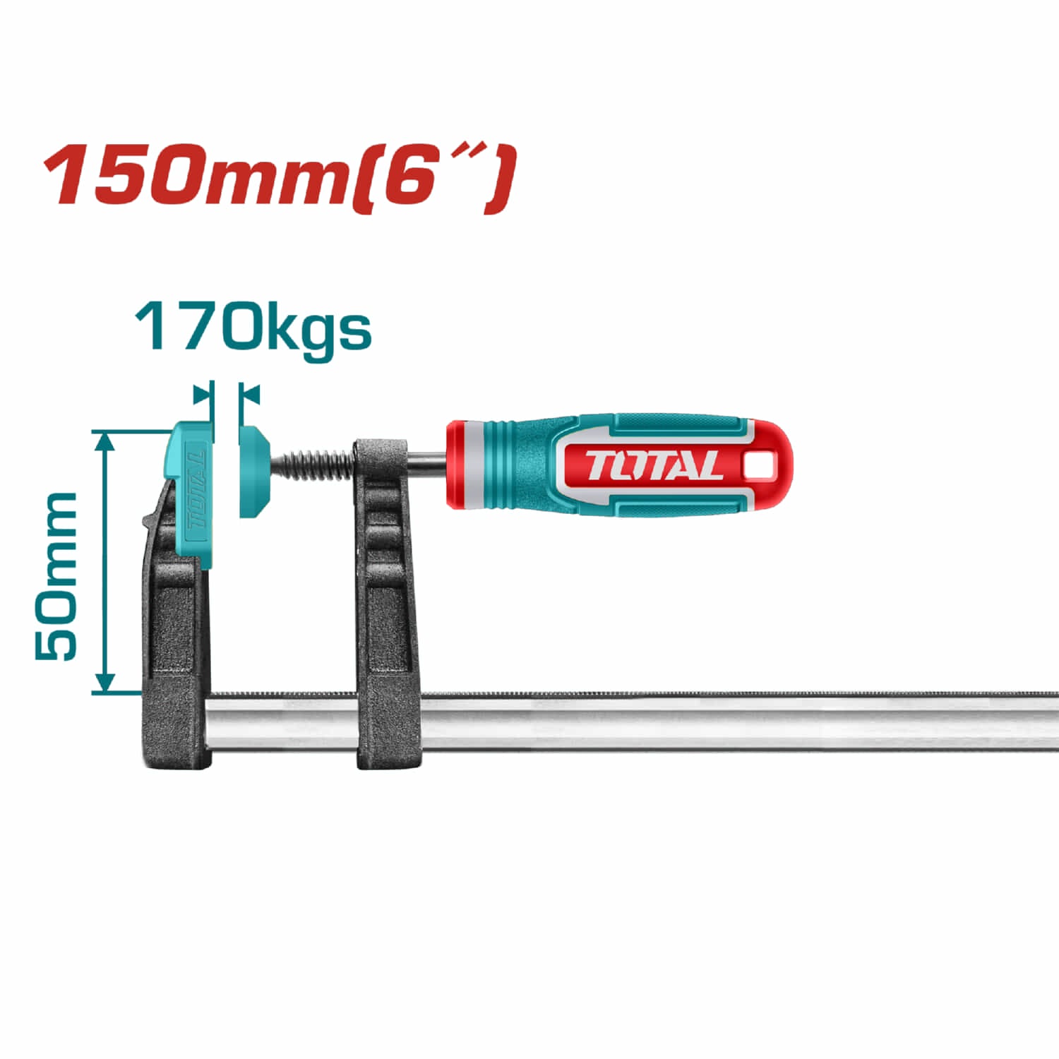 Sargento Pinza abrazadera Tipo F 50x150mm. Con mango de plástico.