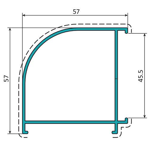 Esquinero Marco 45 Mm. Espesor 1.4 Mm. Largo 5.85 Mts. Acabado Anodizado Bronze 15 Micron. (D3-P1-A1