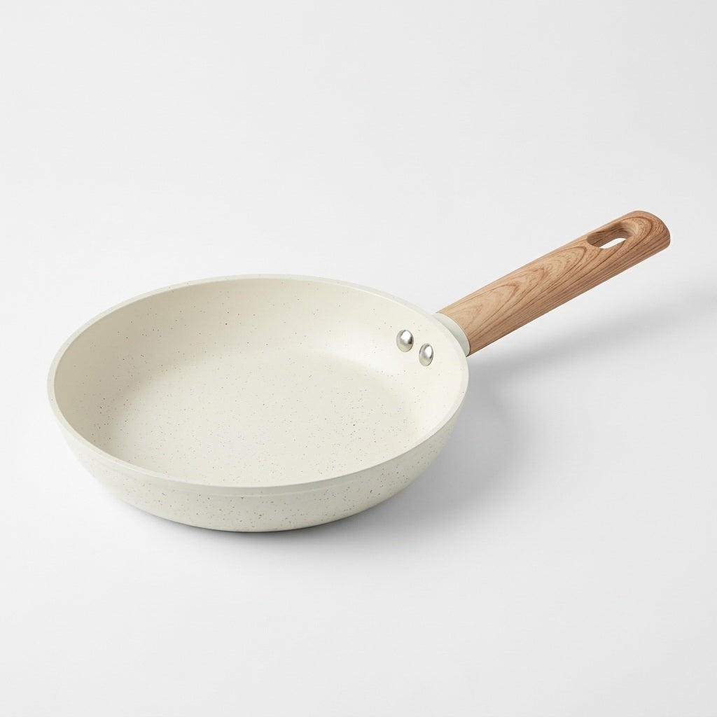 Sartén Antiadherente de Granito 28cm Mango Madera. Aluminio Resistente y Ecológico