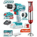 Combo del mes Total Taladro de Impacto 20V. Mandril: 1/2" y Batidora de Mano Inalámbrica 11.1V