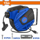 Extension Carrete de Cable Eléctrico 15m. Cerradura de seguridad. Enrollador Bobinador extensiones electricas