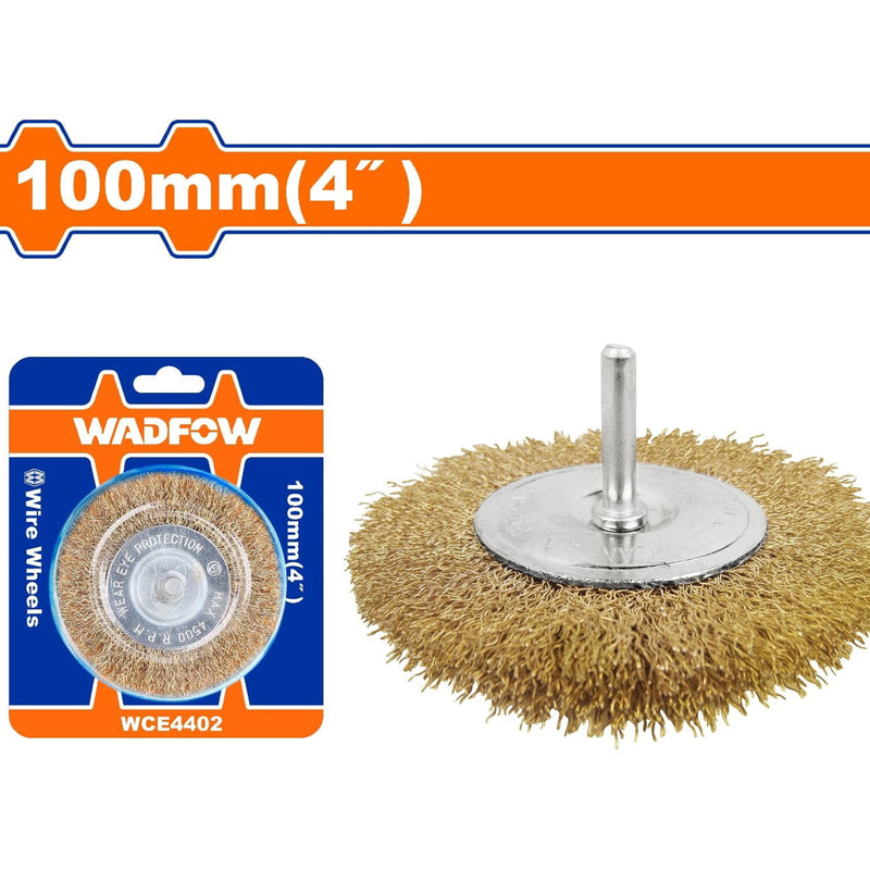 Cepillo de alambre de copa circular con vástago 100mm. Longitud del cable:22mm. Ideal para afilar.