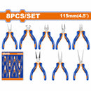 Mini Alicates variados de 4. 5" (Combinado, Corte Diagonal, Corte Final) Set de 8 Piezas.