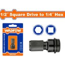 Adaptador para dado de impacto. 1/2" cuadrado a 1/4" Hexagonal.