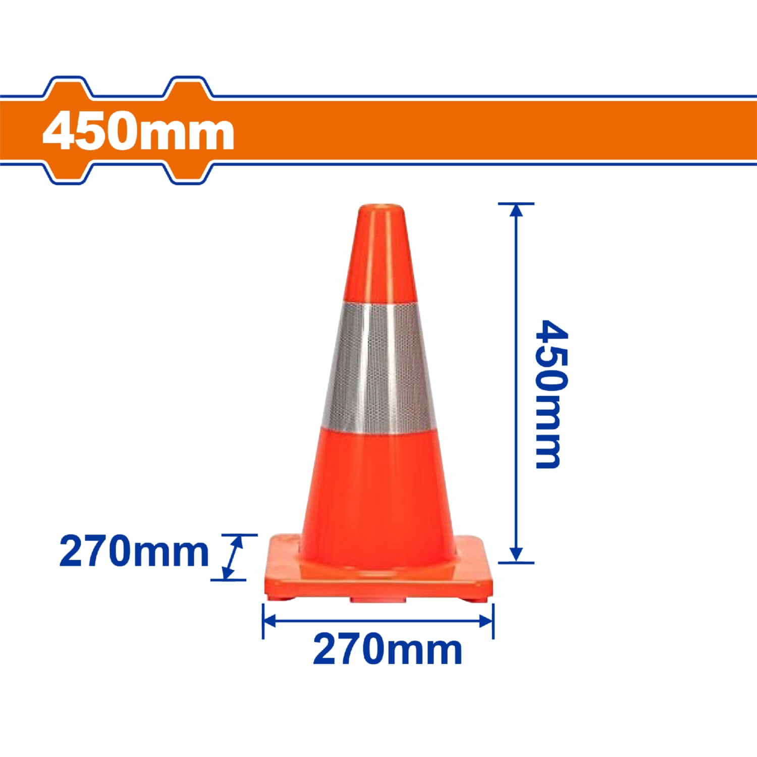 Cono de Tránsito con banda reflectiva 450mm.