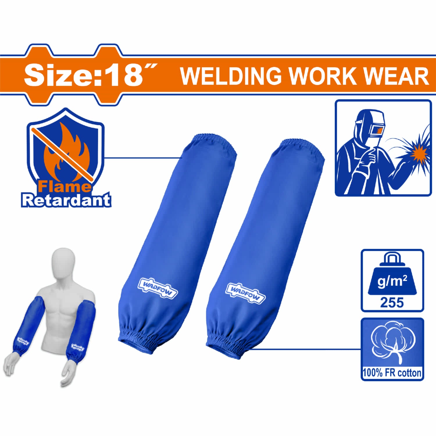 Mangas Retardantes al Fuego. Ignífuga. 18" (1 par). Ideal para trabajos de soldadura.