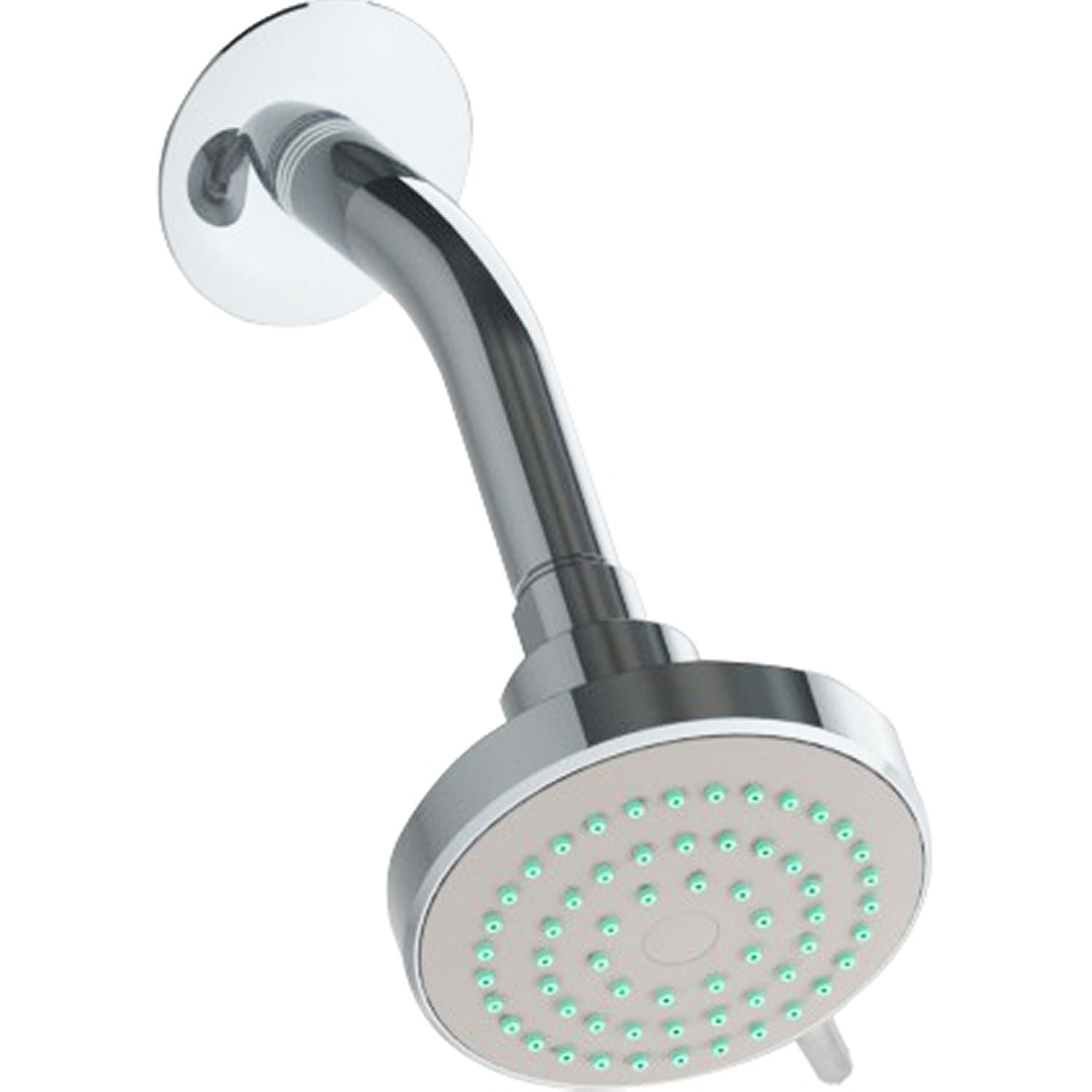 Regadera ducha ecológica de cebolla con brazo y chapetón. Cuerpo ABS .Brazo  y chapetón en acero.