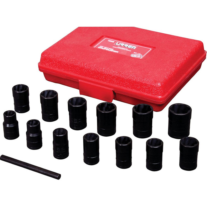 Juego de extractor tuercas barridas 14 piezas 3/8" Urrea