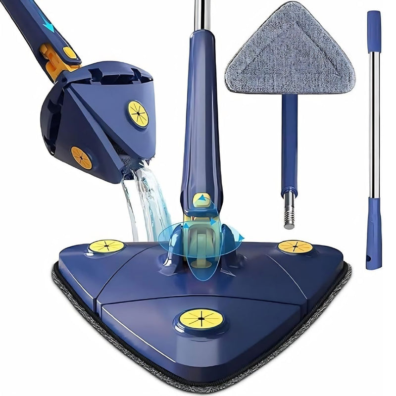 Trapeador Triangular Con Escurrido Automático Y Cabezal Giratorio 360°. Lampazo Con Mopa de Microfibra. Exprime Fácil.